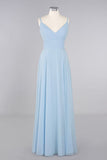 Elegant Front Split Bridesmaid Dresses Garden Spaghetti Straps V-neck Long Formal Evening Dress