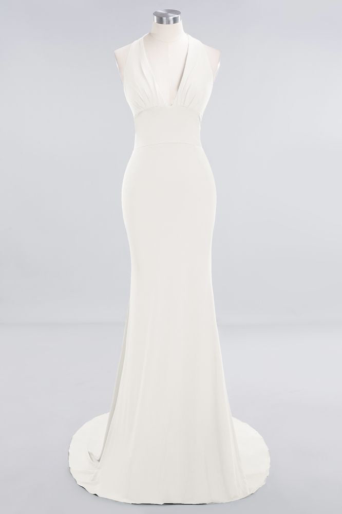 Elegantes Meerjungfrau Neckholder Abendkleid Einfaches ärmelloses langes Party-Abschlussballkleid