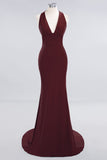 Elegantes Meerjungfrau Neckholder Abendkleid Einfaches ärmelloses langes Party-Abschlussballkleid
