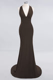 Elegantes Meerjungfrau Neckholder Abendkleid Einfaches ärmelloses langes Party-Abschlussballkleid