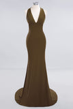Elegantes Meerjungfrau Neckholder Abendkleid Einfaches ärmelloses langes Party-Abschlussballkleid