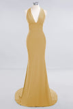 Elegantes Meerjungfrau Neckholder Abendkleid Einfaches ärmelloses langes Party-Abschlussballkleid