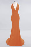 Elegantes Meerjungfrau Neckholder Abendkleid Einfaches ärmelloses langes Party-Abschlussballkleid