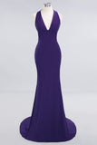 Elegantes Meerjungfrau Neckholder Abendkleid Einfaches ärmelloses langes Party-Abschlussballkleid