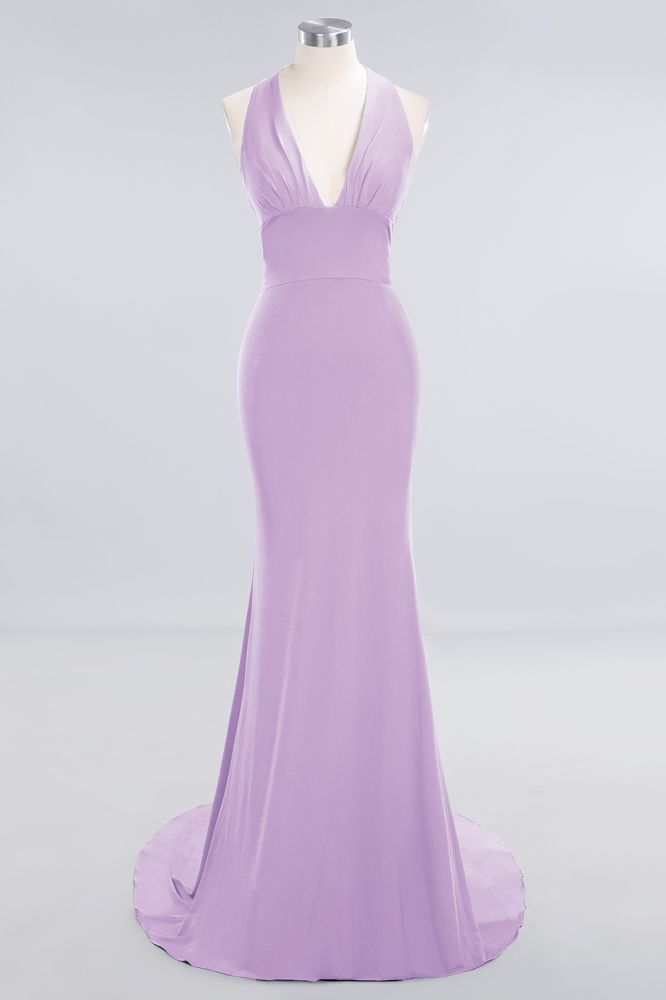 Elegantes Meerjungfrau Neckholder Abendkleid Einfaches ärmelloses langes Party-Abschlussballkleid