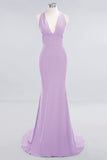 Elegantes Meerjungfrau Neckholder Abendkleid Einfaches ärmelloses langes Party-Abschlussballkleid