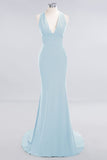 Elegantes Meerjungfrau Neckholder Abendkleid Einfaches ärmelloses langes Party-Abschlussballkleid