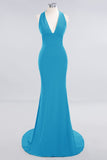 Elegantes Meerjungfrau Neckholder Abendkleid Einfaches ärmelloses langes Party-Abschlussballkleid
