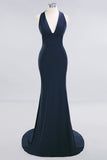 Elegantes Meerjungfrau Neckholder Abendkleid Einfaches ärmelloses langes Party-Abschlussballkleid
