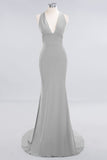 Elegantes Meerjungfrau Neckholder Abendkleid Einfaches ärmelloses langes Party-Abschlussballkleid