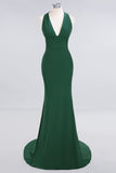 Elegantes Meerjungfrau Neckholder Abendkleid Einfaches ärmelloses langes Party-Abschlussballkleid