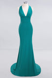 Elegantes Meerjungfrau Neckholder Abendkleid Einfaches ärmelloses langes Party-Abschlussballkleid