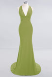 Elegantes Meerjungfrau Neckholder Abendkleid Einfaches ärmelloses langes Party-Abschlussballkleid