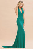 Elegantes Meerjungfrau Neckholder Abendkleid Einfaches ärmelloses langes Party-Abschlussballkleid