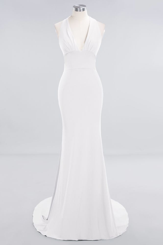 Elegantes Meerjungfrau Neckholder Abendkleid Einfaches ärmelloses langes Party-Abschlussballkleid