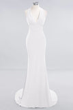 Elegantes Meerjungfrau Neckholder Abendkleid Einfaches ärmelloses langes Party-Abschlussballkleid