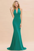 Elegantes Meerjungfrau Neckholder Abendkleid Einfaches ärmelloses langes Party-Abschlussballkleid