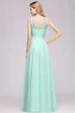 Elegant Ruffles Bridesmaid Dress Lace Scalloped Sleeveless Long Wedding Party Prom Evening Dress