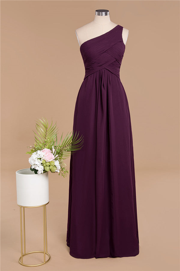 Elegant Ruffles One Shoulder Prom Dresses | Elegant Sleeveless Evening Bridesmaid Dresses