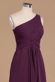 Elegant Ruffles One Shoulder Prom Dresses | Elegant Sleeveless Evening Bridesmaid Dresses