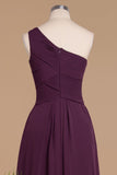 Elegant Ruffles One Shoulder Prom Dresses | Elegant Sleeveless Evening Bridesmaid Dresses