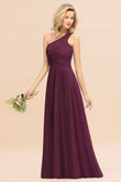 Elegant Ruffles One Shoulder Prom Dresses | Elegant Sleeveless Evening Bridesmaid Dresses