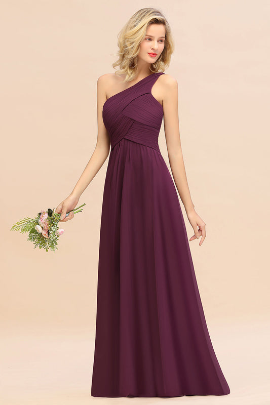 Elegant Ruffles One Shoulder Prom Dresses | Elegant Sleeveless Evening Bridesmaid Dresses