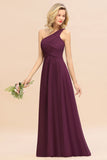 Elegant Ruffles One Shoulder Prom Dresses | Elegant Sleeveless Evening Bridesmaid Dresses
