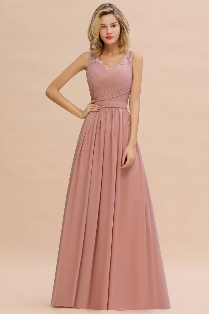 Elegant V-Neck Elegant Evening Maxi Dress Bridesmaid Dress Sleeveless Styles Prom Gowns