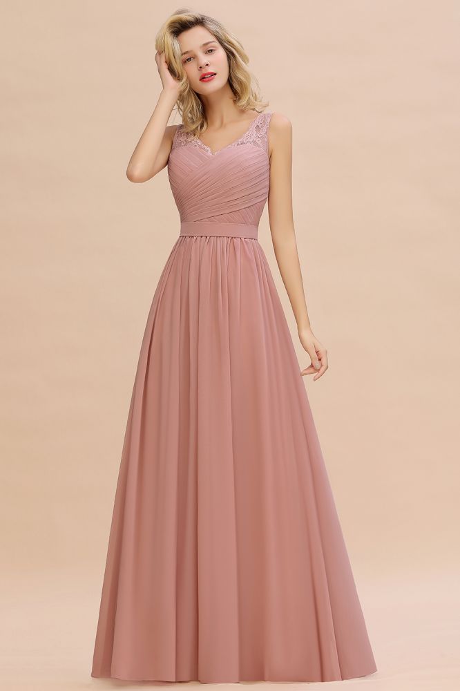 Elegant V-Neck Elegant Evening Maxi Dress Bridesmaid Dress Sleeveless Styles Prom Gowns