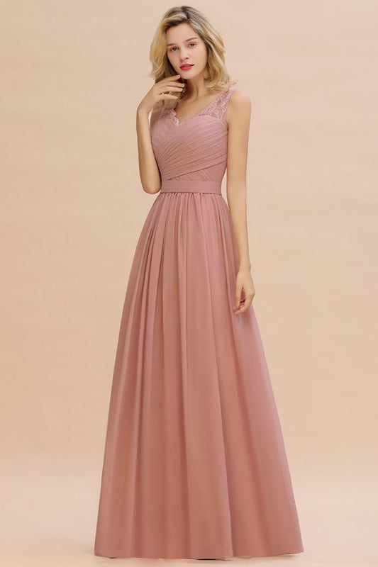 Elegant V-Neck Elegant Evening Maxi Dress Bridesmaid Dress Sleeveless Styles Prom Gowns
