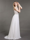 Spitze und Chiffon mit Perlen Brautkleid-Elfenbein Brautkleider Brautkleider
