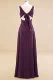 Fabulous Sleeveless Elegant Chiffon Bridesmaid Dress Long V-Neck Party Evening Gown