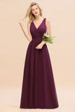 Fabulous Sleeveless Elegant Chiffon Bridesmaid Dress Long V-Neck Party Evening Gown