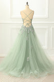 Spaghettiträger Tüll Lavendel Ballkleid mit Applikationen Formelle Abendkleider