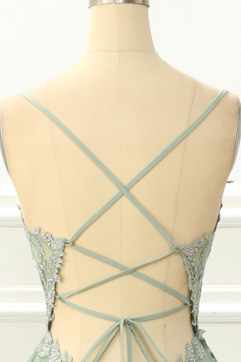 Spaghettiträger Tüll Lavendel Ballkleid mit Applikationen Formelle Abendkleider