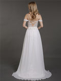 Spaghetti Strap Chiffon Simple Wedding Dress-Ivory Bridal Gowns Dresses