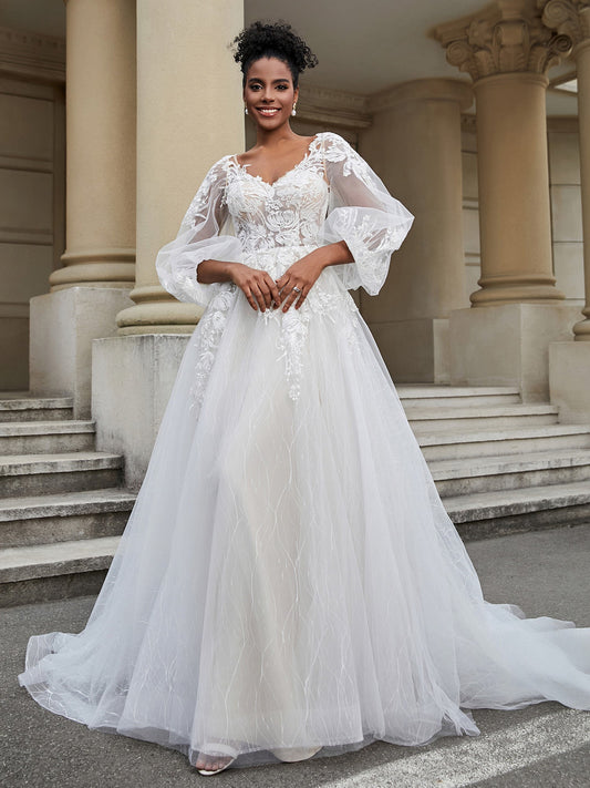 Offenes Rücken Langarm Tüll Brautkleid Wie Bild Brautkleider Kleider