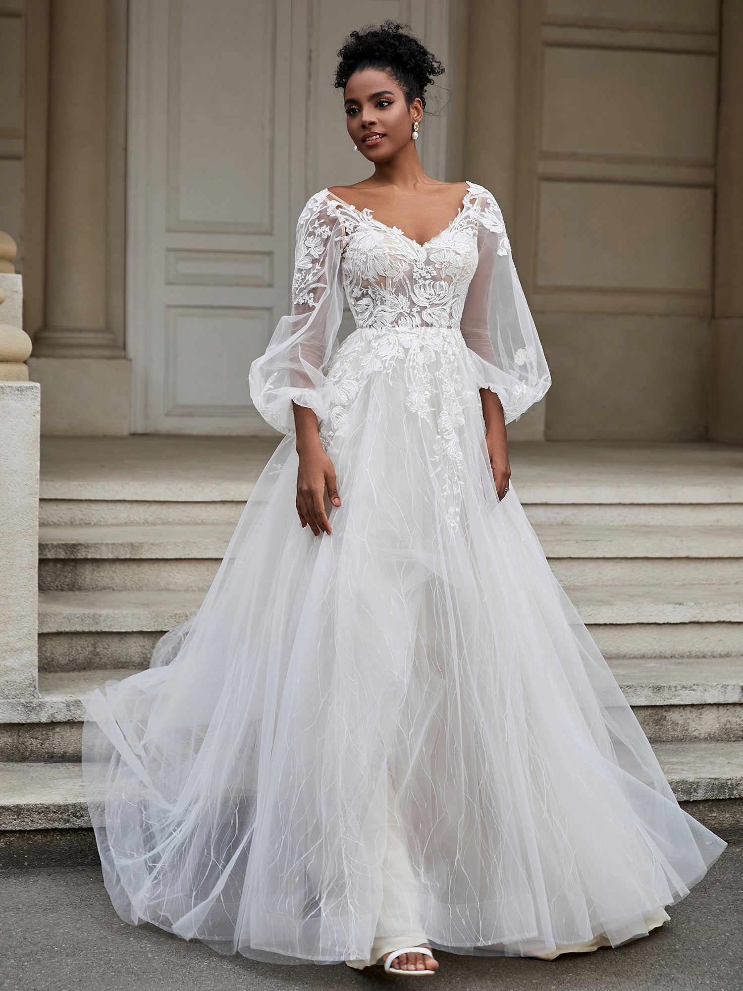 Offenes Rücken Langarm Tüll Brautkleid Wie Bild Brautkleider Kleider