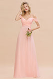 Gogeous Off Shoulde straps Aline Bridesmaid Dress Chiffon Maid of Honor Evening Dress