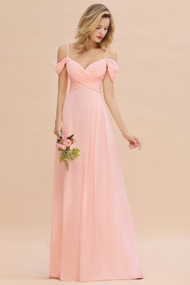 Gogeous Off Shoulde straps Aline Bridesmaid Dress Chiffon Maid of Honor Evening Dress