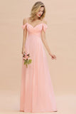 Gogeous Off Shoulde straps Aline Bridesmaid Dress Chiffon Maid of Honor Evening Dress