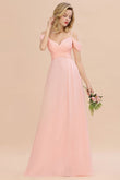 Gogeous Off Shoulde straps Aline Bridesmaid Dress Chiffon Maid of Honor Evening Dress