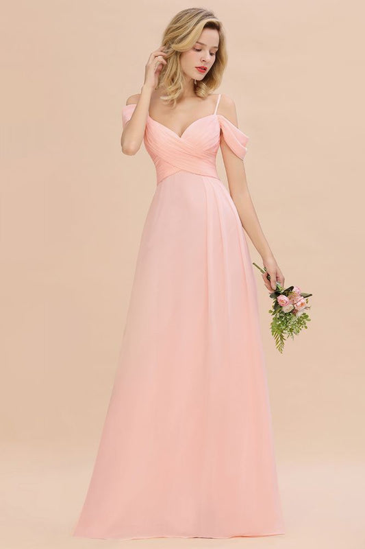 Gogeous Off Shoulde straps Aline Bridesmaid Dress Chiffon Maid of Honor Evening Dress