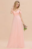 Gogeous Off Shoulde straps Aline Bridesmaid Dress Chiffon Maid of Honor Evening Dress