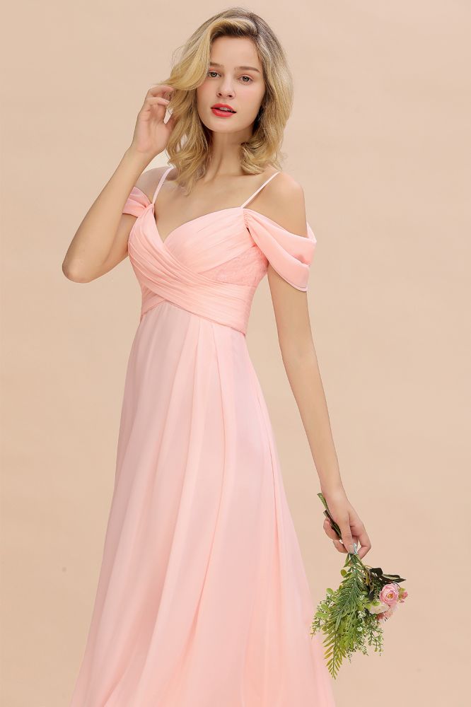 Gogeous Off Shoulde straps Aline Bridesmaid Dress Chiffon Maid of Honor Evening Dress