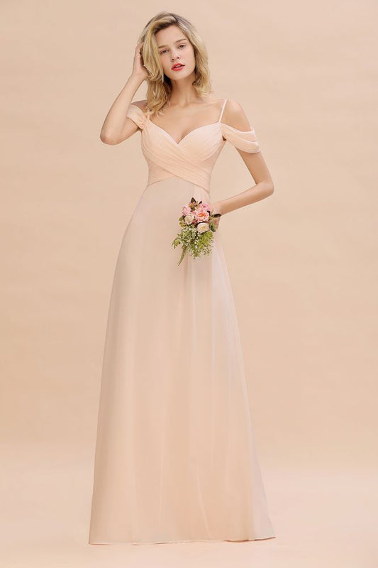 Gogeous Off Shoulde straps Aline Bridesmaid Dress Chiffon Maid of Honor Evening Dress