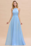 Gorgeous Halter Backless Beach Bridesmaid Evening Dress Chiffon Garden Wedding Party Dress