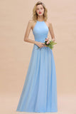 Gorgeous Halter Backless Beach Bridesmaid Evening Dress Chiffon Garden Wedding Party Dress