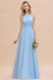 Gorgeous Halter Backless Beach Bridesmaid Evening Dress Chiffon Garden Wedding Party Dress